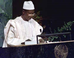De nu doodzieke president van Guinee Lansana Conté, hier vijf jaar geleden toen hij de Algemene Vergadering van de VN toesprak.