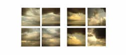 Sol LeWitt, ,,Zonsopgang en zonsondergang in Praiano'', kleurenfoto's uit 1980. Collectie Marian Goodman Gallery.