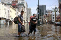 Overstroming in New Orleans: het verband met het broeikaseffect is omstreden.