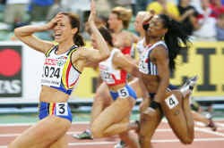 Kim Gevaert schreeuwt het uit nadat ze zich tot koningin van de Europese sprint heeft gekroond.
