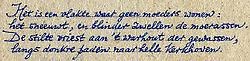 Fragment uit het handschrift van het gedicht ‘Winter te Schilde'.amvc <br>