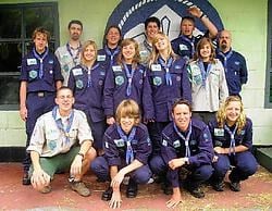 Pieter Nuytinck (links vooraan) en de andere Eeklose scoutsleden zijn met grote verwachtingen vertrokken naar de Wereldjamboree.emv