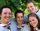 Tom Logan, Matthew Garrard, Ellen Shaw en Robert Wilson van de groep uit Nottingham. <br>