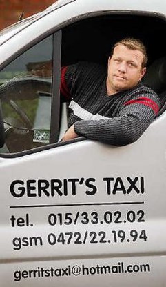 Gerrit Ninite van Gerrit's Taxi kon aan de overvallers ontkomen door het gaspedaal van zijn taxi vol in te drukken. Inge Van den Heuvel<br>