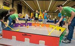 Op de Zoefdag konden mindervaliden zowel binnen als buiten aan sport doen.Jef Collaer