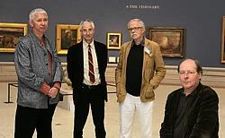 Museum-<br>directeur Robert Hoozee (rechts) en zijn drie Britse adviseurs John Gage, Timothy Hyman en Andrew Dempsey. Frederiek<br> Vande Velde