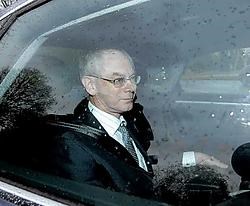 Kamervoorzitter Herman Van Rompuy arriveert voor het kasteel Belvédère voor een gesprek met de koning.belga<br>