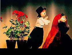 De 'lileks' of houten poppetjes, die typisch zijn aan het Sloveense theater.Ingezonden beeld<br>
