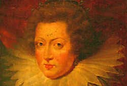 Fragment uit het gestolen portret van Maria de Medici. Voergaard Slot<br>