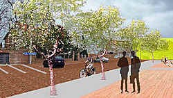 Het dorpsplein van Helkijn kan er binnenkort zo uitzien. Snoeck & Partners
