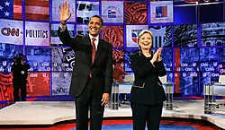 Barack Obama en Hillary Clinton begin dit jaar, op een debat onder Democraten.Photo News<br>