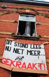 De kraakactie in dit gebouw lijkt geen lang leven beschoren.jvc<br>