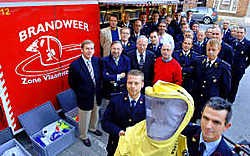 Korpschef Chris Bral stelde de IGS-container voor aan de burgemeesters en korpschefs van de zone Vlaamse Ardennen. David Stockman<br>