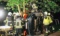 De brandweer had ruim anderhalf uur tijd nodig om de zwaargewonde chauffeur uit het wrak te bevrijden. Stijn Hermans