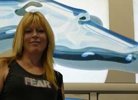 Terry Harris voor de Greyhoundbus