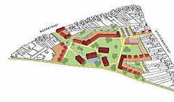 Het gebied waar woningen en gemeenschapsvoorzieningen komen, ligt in de driehoek gevormd tussen de Meerstraat, de Stationsstraat en de spoorlijn Mechelen-Dendermonde. Koen Merens