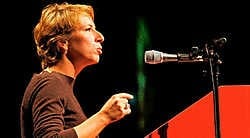 SP.A-voorzitster Caroline Gennez verliest met de huidige crisis een pak van haar moeizaam opgebouwd gezag binnen de partij. photo news<br>