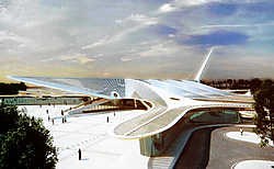 Een maquette van het nieuwe station van Bergen, van de hand van... Santiago Calatrava, die ook het station van Luik ontwierp.belga<br>