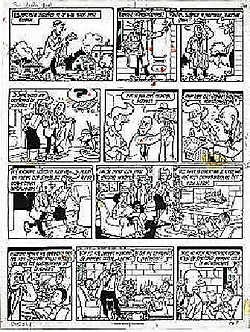 Originele tekening van de eerste plaat van het album 'De Dulle Griet', geschat op 800 à 900 euro.Willy Vandersteen<br>