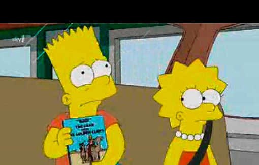 Bart Simpson neemt 'De krab met de gulden scharen' mee op reis. rr