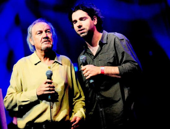 Zjef Vanuytsel met Klaas Delrue van Yevgueni: de twee centrale gasten van Nekka 2009.Koen Bauters
