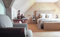 De romantische Suite Marie met onder meer een handgemaakt, gecapitonneerd hoofdpaneel bij het kingsizebed. flv