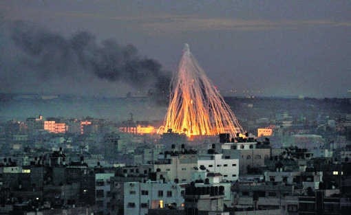 Het Israëlische leger gebruikte in Gaza wittefosforgranaten in de strijd tegen Hamas. ap