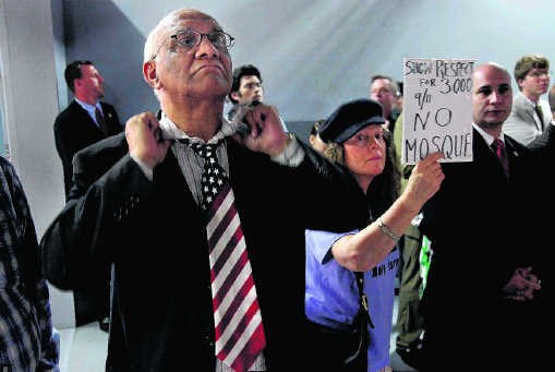 Ook vorige week was er al protest tegen het islamitisch centrum op Ground Zero. Craig Ruttle/ap
