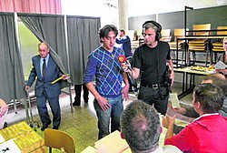 Andri Buyssens, de ster van één dag van het stembureau.Jan Decock