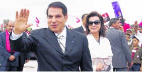 Dictator Ben Ali en zijn vrouw Leila in vroeger dagen. epa