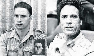 Piloot Preziosi (links) en Khaddafi: twee druppels water. rr