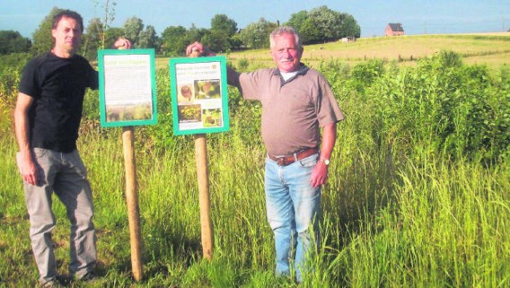 Links Frank Vermoesen, voorzitter van Natuurpunt Meise en Jérome Wyns, conservator in spe van het Land van Oppem. jhp
