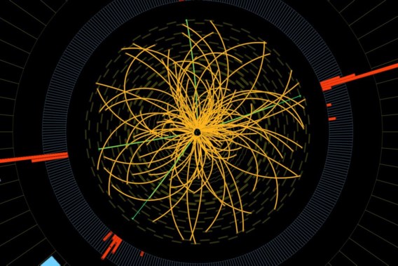 Twee protonen botsen, geobserveerd in de deeltjesversneller van het Cern.