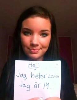 De 14-jarige Lovisa Nystrand vertelt met behulp van pancartes stap voor stap wat haar is overkomen.