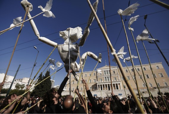 Griekse betogers laakten eergisteren voor de zoveelste keer de besparingspolitiek in Athene.