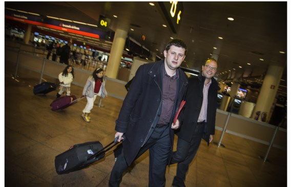 John Crombez op weg naar Dublin voor de Ecofin-raad.