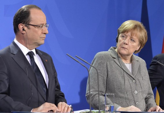 François Hollande en Angela Merkel: een tandem die uit elkaar aan het vallen is.