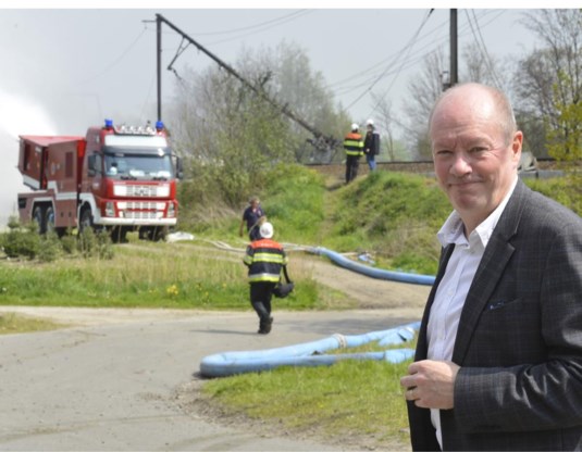 Jan Briers op de plaats van het treinongeval.