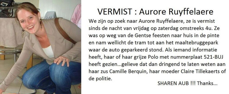 Politie Verspreidt Opsporingsbericht Aurore Ruyffelaere | De Standaard