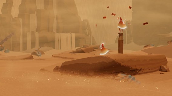In ‘Journey’ ben je een pelgrim die reist door een woestijnlandschap. Er is geen missie, het enige doel is de reis zelf.