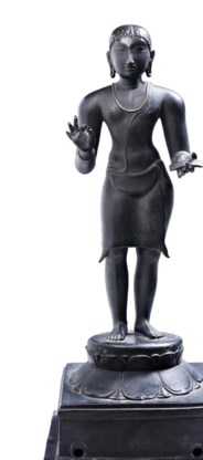 Een 10de-eeuws bronzen beeld uit het Nationaal Museum in Delhi.
