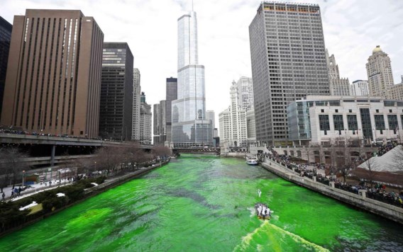 Geen toxisch afval in de Chicago River, noch giftige algen. Wel wat kleurstof ter ere van Saint Patrick’s Day.