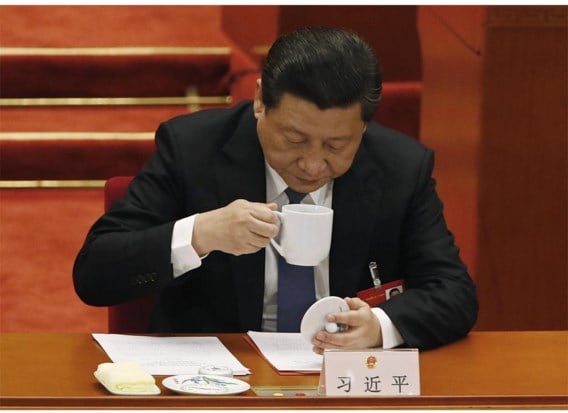 President Xi Jingping pauzeert tijdens het recente Volkscongres.