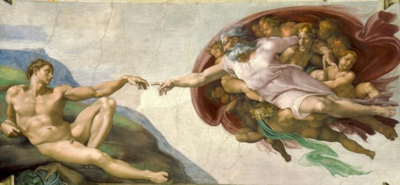 Michelangelo’s ‘Schepping van Adam’, uit de Sixtijnse Kapel.