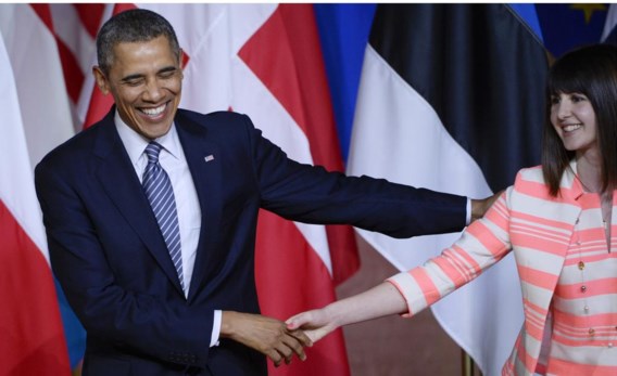 President Obama riep vooral jongeren op tot engagement, zoals deze Laura, die hem introduceerde.