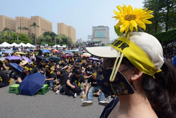 De manifestanten vrezen dat de Chinese invloed op de Taiwanese economie gevoelig zal toenemen. 