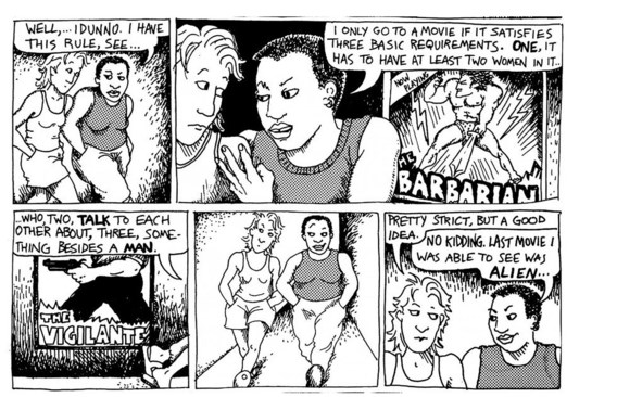 De oorsprong van de Bechdeltest ligt bij de strip ‘Dykes to watch out for’. Niet enkel Hollywood zakt voor de test, maar ook Twitter.