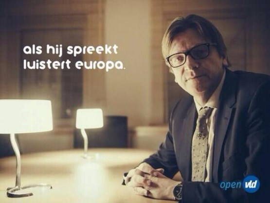 Verhofstadt met gedurfde affiche Europese campagne in