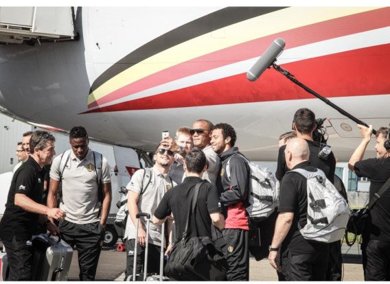 Mertens, De Bruyne, Kompany en Dembélé maken nog snel een selfie.