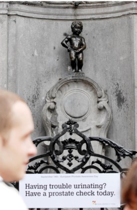 Manneken Pis in Brussel, wel vaker ingeschakeld in bewustmakingscampagnes voor prostaatproblemen.